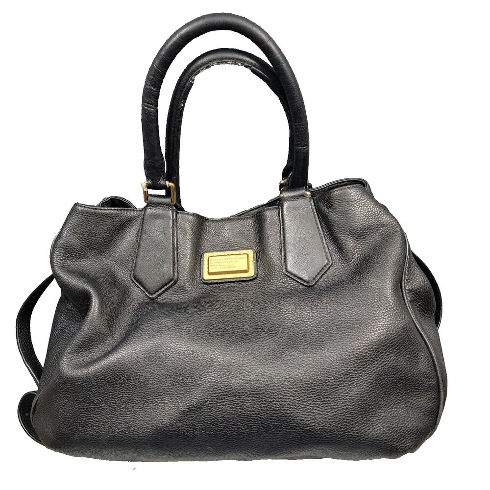 MARC BY MARC JACOBS Classic Q Francesca Black Leather Large Satchel Tote